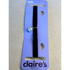 Claire's Black Velvet Choker Necklace with Faux Pearl Charm NWT New Jewelry
